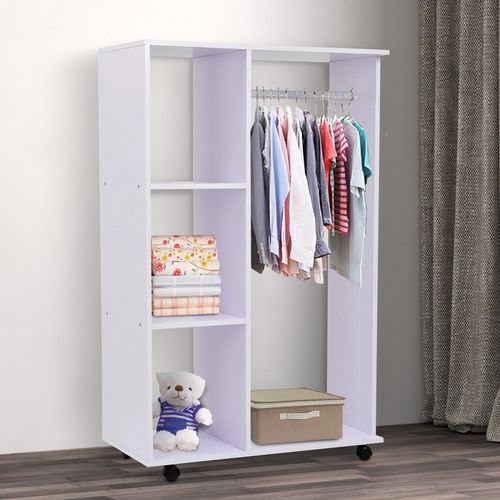 HOMCOM Open Wardrobe Cabinet White