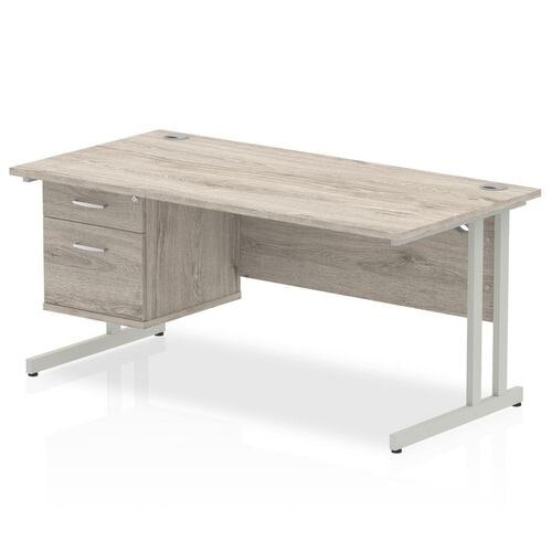 dynamic Ergonomic Desk Impulse MIRDC16FP2GRY Grey Oak 1600 mm x 800 mm x 730 mm