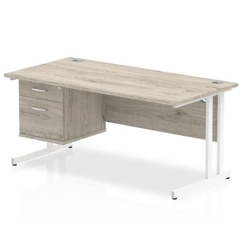 dynamic Ergonomic Desk Impulse MIRDC16FP2WGRY Grey Oak 1600 mm x 800 mm x 730 mm