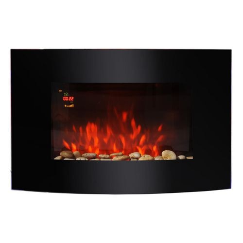 HOMCOM Led Backlit Glass Electric Fireplace