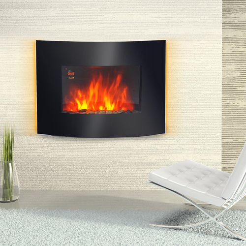 HOMCOM Led Backlit Fireplace Wall Mounted