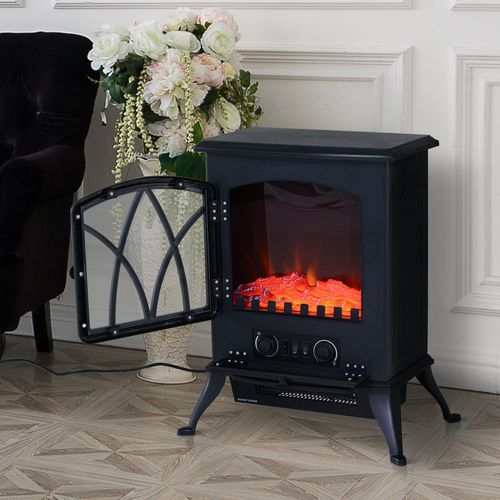 HOMCOM Standing Fireplace Black