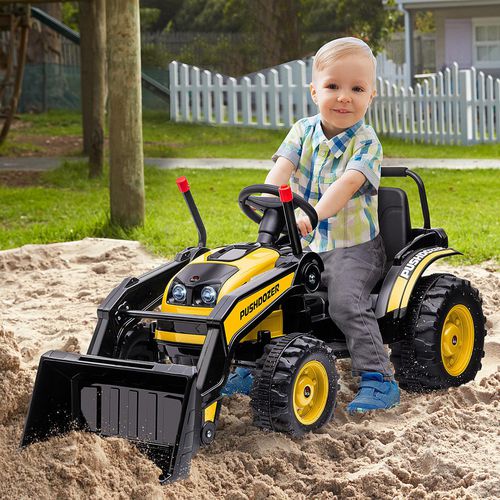 HOMCOM Kids Digger Ride On Excavator with Music Yellow