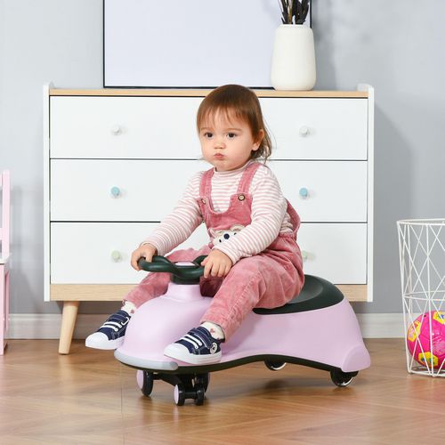 HOMCOM Ride on Wiggle Car with LED Flashing Wheels Pink,Black