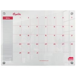 Sasco Mini Wall Mountable Whiteboard Monthly Planner 2410189 Acrylic Frameless 600 x 450 mm Semi Opaque