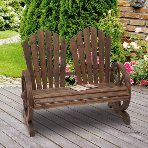 OutSunny Garden Bench Fir Logs Brown 660 x 950 mm