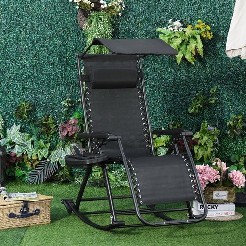 OutSunny Rocking Chair Steel Frame Black 670 x 1,020 mm