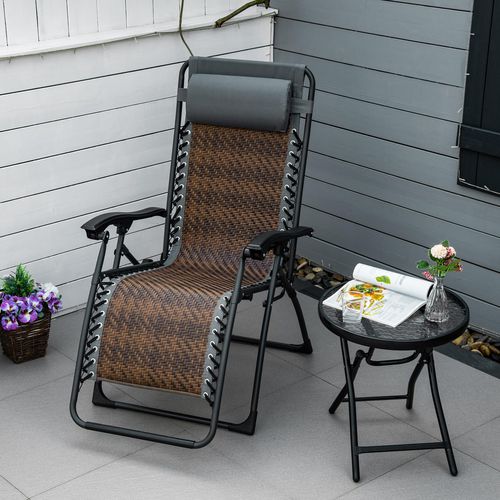 OutSunny Rattan Recliner Chair Brown