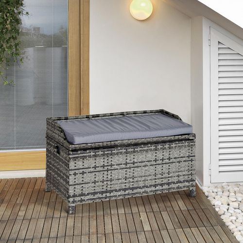 OutSunny Rattan Storage Bench Grey 510 x 520 mm