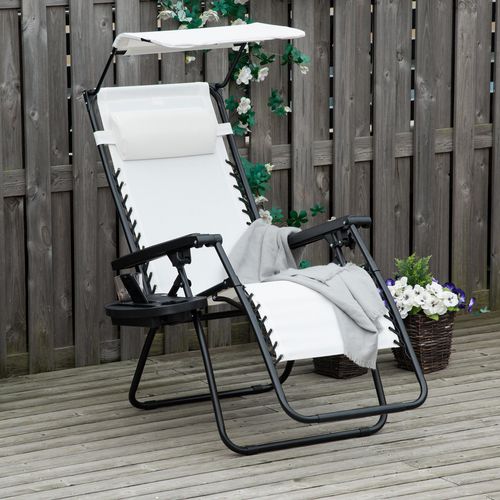 OutSunny Lounge Chair Zero Gravity White