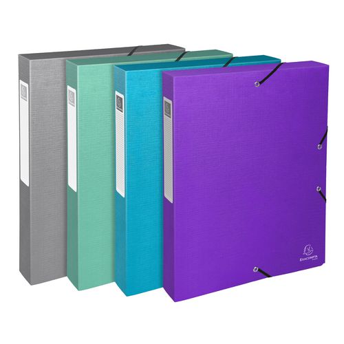 Filing Box Exacompta Teksto A4 Assorted 250 x 330 mm Coated Card Pack of 4