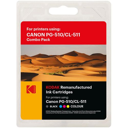 Kodak Ink Cartridge Compatible with Canon PG-510 CL-511 Black, Cyan, Magenta, Yellow Pack of 2