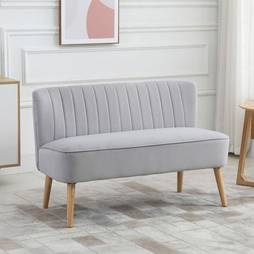 HOMCOM 2 Seater Sofa, Linen-Grey