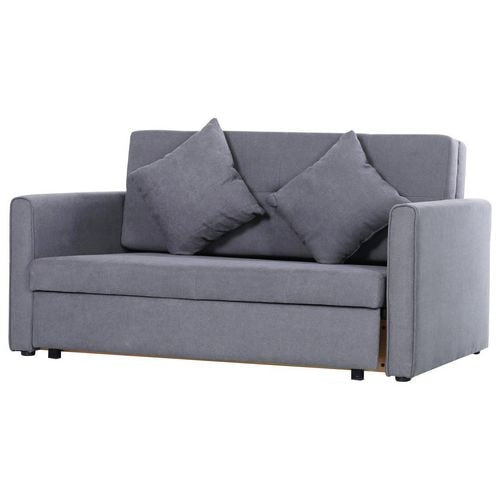 HOMCOM Polycotton 2-Seater Sofa Bed w/ Pillows Blue