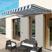 OutSunny Manual Retractable Awning, 2.5x2 m-Dark Blue/White Stripes