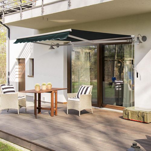 OutSunny Manual Retractable Awning, 2.5x2 m-Dark Green