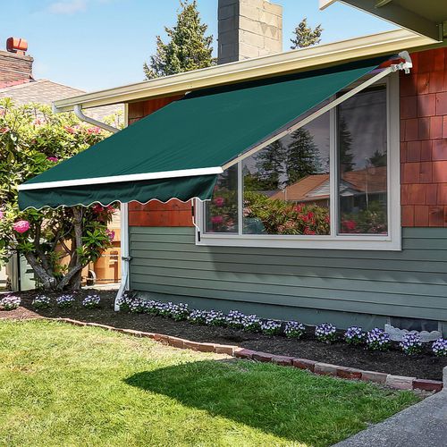 OutSunny Manual Retractable Awning, 3.5x2.5 m-Green