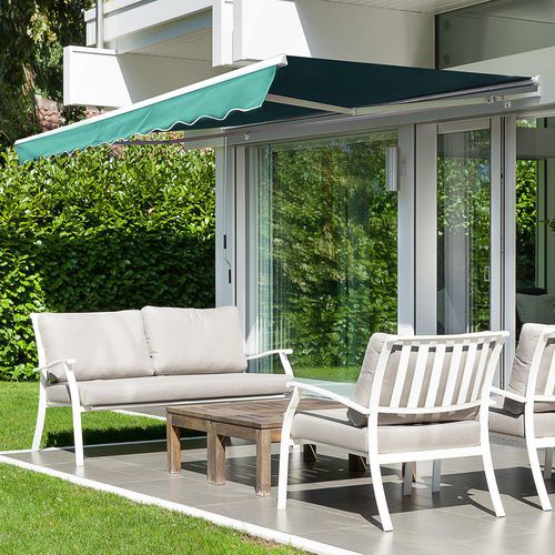 OutSunny Manual Retractable Awning, 3x2.5 m-Dark Green