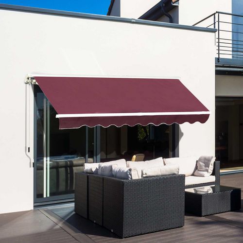 OutSunny Manual Retractable Awning, 3x2.5 m-Red