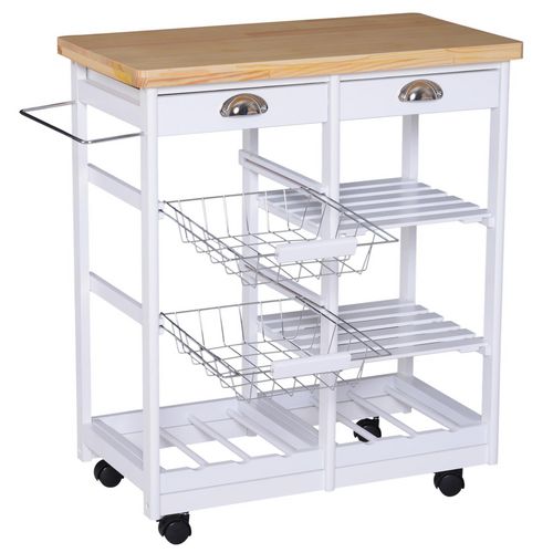 HOMCOM Kitchen Island, 74Wx37Dx76Hcm-White