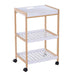 HOMCOM Kitchen Trolley, Bamboo/MDF board, 46Lx35Wx74.5H cm-White/Bamboo Colour