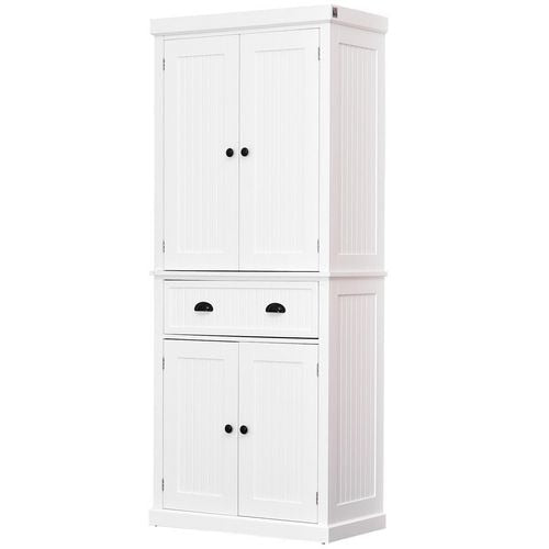 HOMCOM MDF Freestanding Tall Kitchen Cabinet White 76.2 x 40.2 x 183 cm