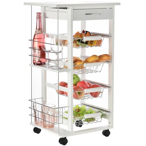 HOMCOM MDF Multifunction Kitchen Island Trolley White 470 x 370 x 830 mm