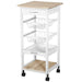 HOMCOM MDF Wood 5-Tier Kitchen Storage Trolley White 370 x 370 x 820 mm