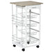 HOMCOM Multi-Use Kitchen Island Trolley w/ 4 Baskets 2 Side Racks Drawer Worktop White 470 x 370 x 830 mm