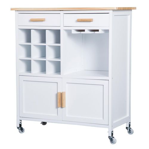 HOMCOM Rolling Kitchen Cart Island White 76 x 40 x 88 cm