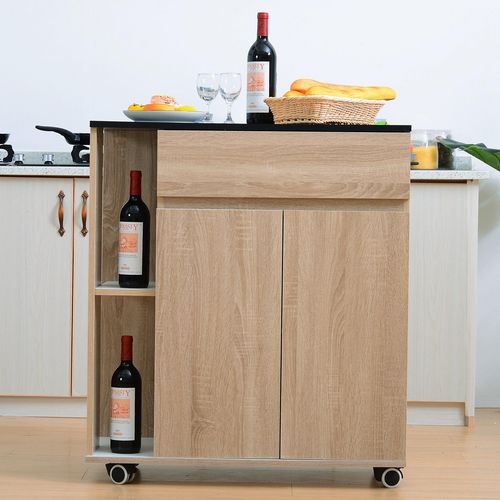 HOMCOM Kitchen Cart Particle Board Brown 395 x 885 mm