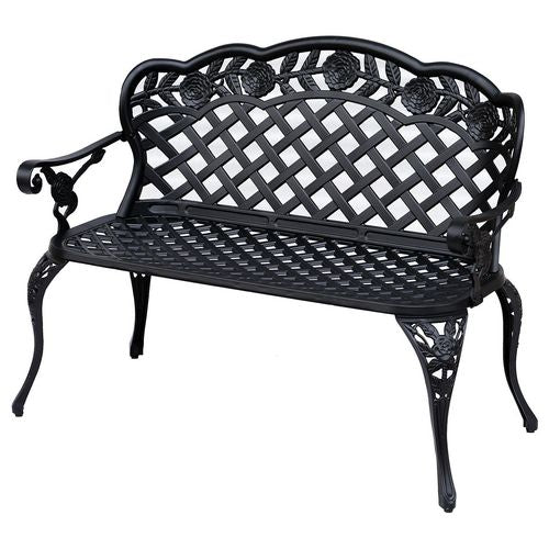 OutSunny Garden Bench, Cast Aluminium, 107Lx58Wx85H cm-Black