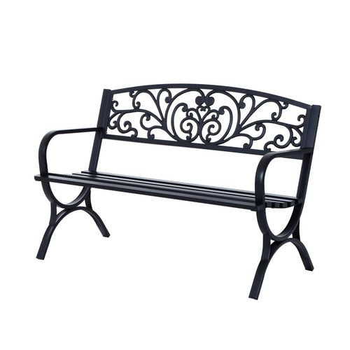 OutSunny Garden Bench, Steel-Black