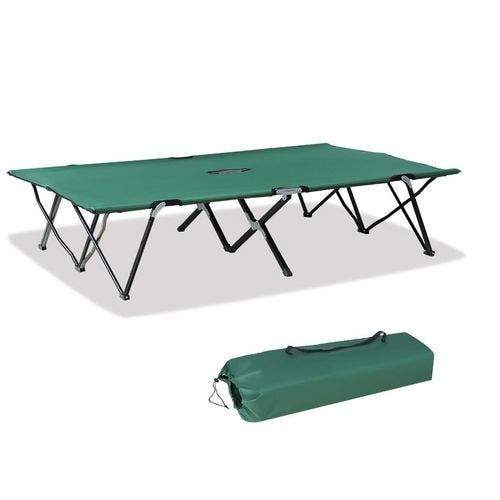 OutSunny Foldable Cot Bed 193Lx125Wx40H cm-Black/Green