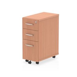 Impulse Narrow Under Desk Pedestal 3 Drawer Beech