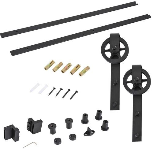 HOMCOM Sliding Door Kit Frost Black 40 x 60 mm