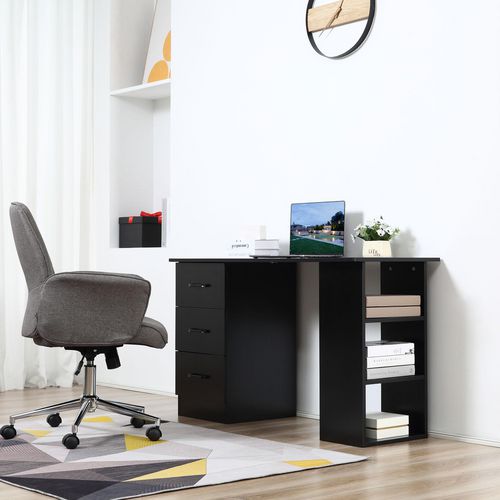 HOMCOM Desk with 3 Drawers Black 490 x 720 mm