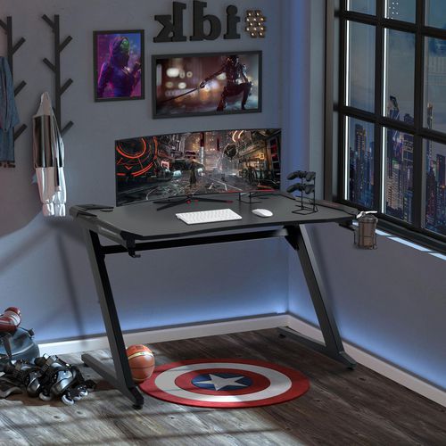 HOMCOM Gaming Desk Steel Black 666 x 960 mm