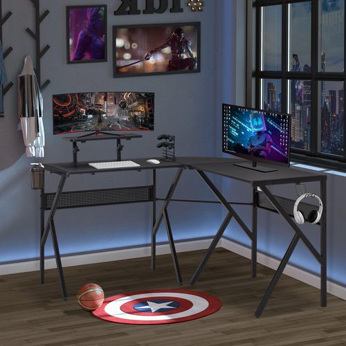 HOMCOM Gaming Desk Metal Black 1,250 x 750 mm