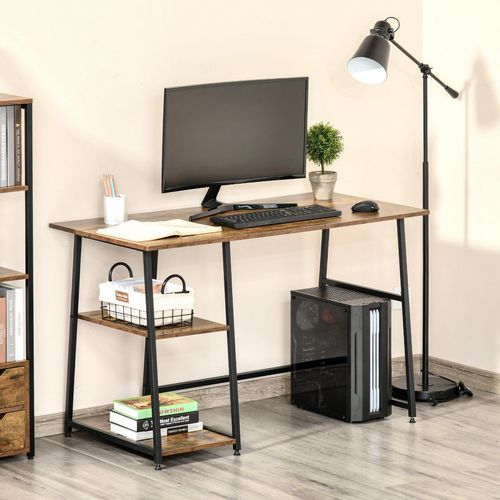 HOMCOM Workstation with 2 Shelves Rustic Brown 600 x 760 mm