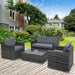 OutSunny Set Garden Rattan Sofa Steel Grey