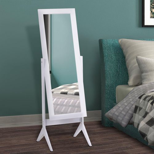 HOMCOM Freestanding Jewellery Mirror White