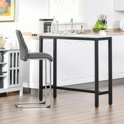 HOMCOM Bar Table with Adjustable Pads Black, White