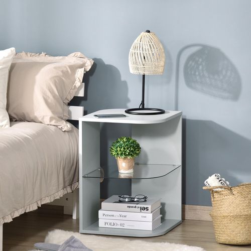 HOMCOM Modern Side Table with Metal Frame