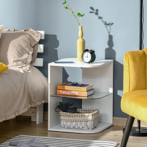 HOMCOM Nightstand Table White 450 x 480 mm