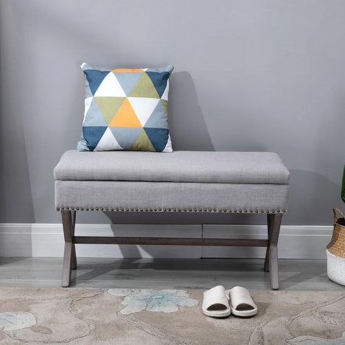 HOMCOM Elegant Ottoman Stool Grey