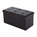 HOMCOM Folding Storage Ottoman Faux Leather Brown