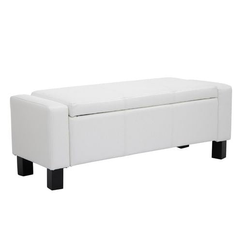 HOMCOM Ottoman Faux Leather Bench White