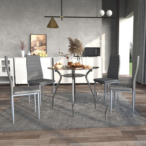 HOMCOM Contemporary Dining Set of 5 Grey