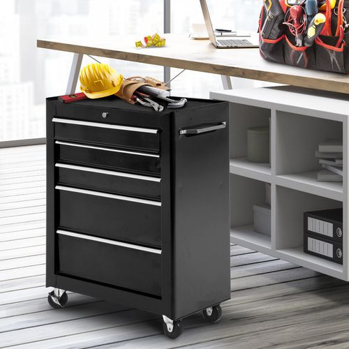 HOMCOM Storage Cabinet Lockable Steel Black